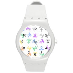 Rainbow Clown Pattern Round Plastic Sport Watch (m) by Amaryn4rt