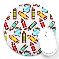 Seamless Pixel Art Pattern Round Mousepad by Amaryn4rt