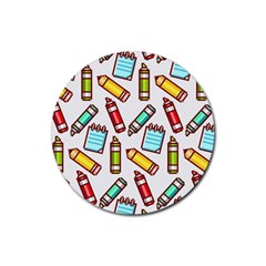 Seamless Pixel Art Pattern Rubber Coaster (round) by Amaryn4rt