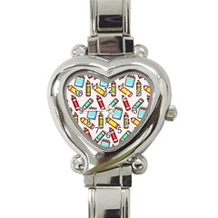 Seamless Pixel Art Pattern Heart Italian Charm Watch