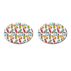 Seamless Pixel Art Pattern Cufflinks (oval) by Amaryn4rt