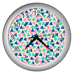 Pop Triangles Wall Clock (silver) by ConteMonfrey