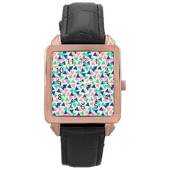 Pop Triangles Rose Gold Leather Watch  by ConteMonfrey