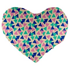 Pop Triangles Large 19  Premium Flano Heart Shape Cushions by ConteMonfrey