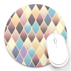 Abstract Colorful Diamond Background Tile Round Mousepad by Amaryn4rt