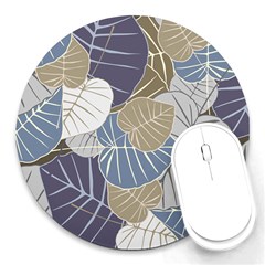 Ackground Leaves Desktop Round Mousepad by Amaryn4rt