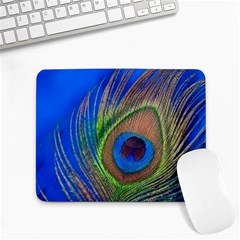 Blue Peacock Feather Small Mousepad by Amaryn4rt