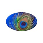 Blue Peacock Feather Sticker (Oval) Front