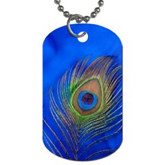 Blue Peacock Feather Dog Tag (two Sides) by Amaryn4rt