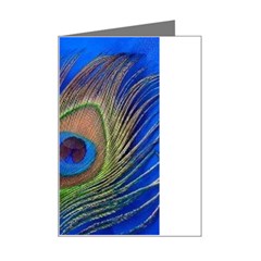 Blue Peacock Feather Mini Greeting Card by Amaryn4rt