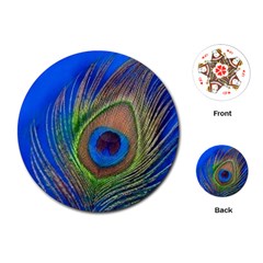 Blue Peacock Feather Playing Cards Single Design (round) by Amaryn4rt