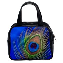 Blue Peacock Feather Classic Handbag (two Sides) by Amaryn4rt