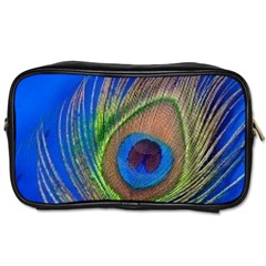 Blue Peacock Feather Toiletries Bag (One Side)