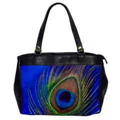 Blue Peacock Feather Oversize Office Handbag