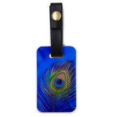 Blue Peacock Feather Luggage Tag (one side)