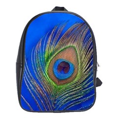 Blue Peacock Feather School Bag (XL)