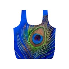 Blue Peacock Feather Full Print Recycle Bag (S)