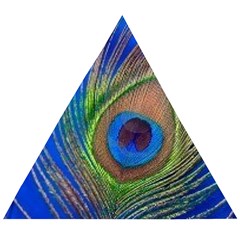 Blue Peacock Feather Wooden Puzzle Triangle