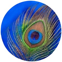 Blue Peacock Feather Wooden Puzzle Round