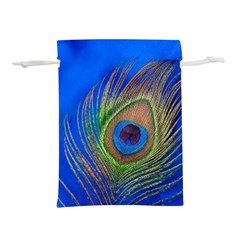 Blue Peacock Feather Lightweight Drawstring Pouch (S)