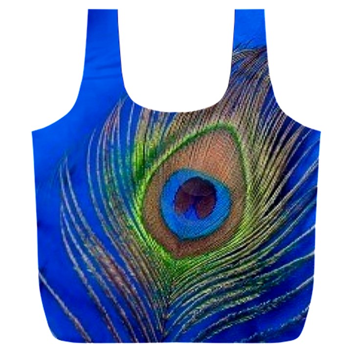 Blue Peacock Feather Full Print Recycle Bag (XXXL)