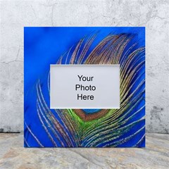 Blue Peacock Feather White Box Photo Frame 4  X 6  by Amaryn4rt