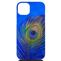 Blue Peacock Feather Iphone 14 Plus Black Uv Print Case by Amaryn4rt