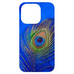 Blue Peacock Feather Iphone 14 Pro Black Uv Print Case