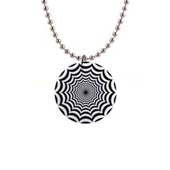 Spider Web Hypnotic 1  Button Necklace by Amaryn4rt