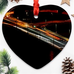 Highway Night Lighthouse Car Fast Ornament (heart) by Amaryn4rt