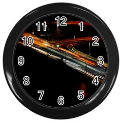 Highway Night Lighthouse Car Fast Wall Clock (black) by Amaryn4rt