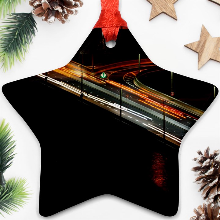 Highway Night Lighthouse Car Fast Star Ornament (Two Sides)