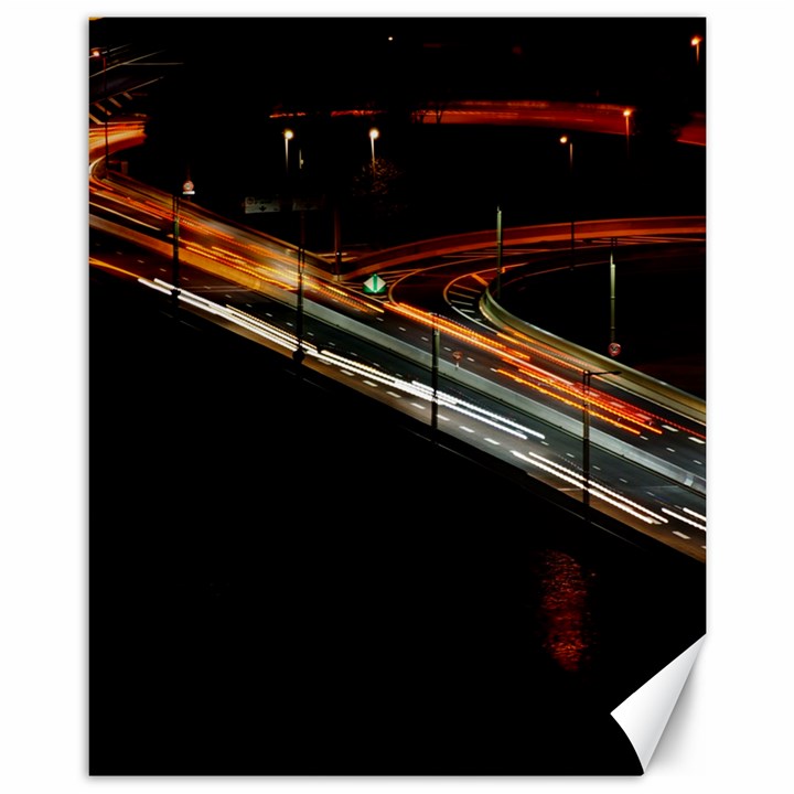 Highway Night Lighthouse Car Fast Canvas 11  x 14 