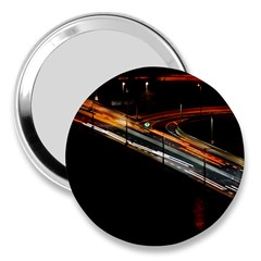 Highway Night Lighthouse Car Fast 3  Handbag Mirrors by Amaryn4rt