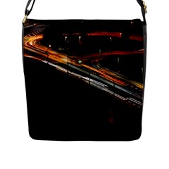 Highway Night Lighthouse Car Fast Flap Closure Messenger Bag (l) by Amaryn4rt