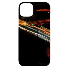 Highway Night Lighthouse Car Fast Iphone 14 Plus Black Uv Print Case by Amaryn4rt