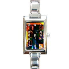 Architecture City Homes Window Rectangle Italian Charm Watch by Amaryn4rt