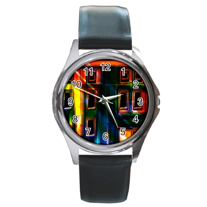 Architecture City Homes Window Round Metal Watch