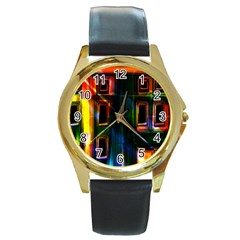 Architecture City Homes Window Round Gold Metal Watch by Amaryn4rt