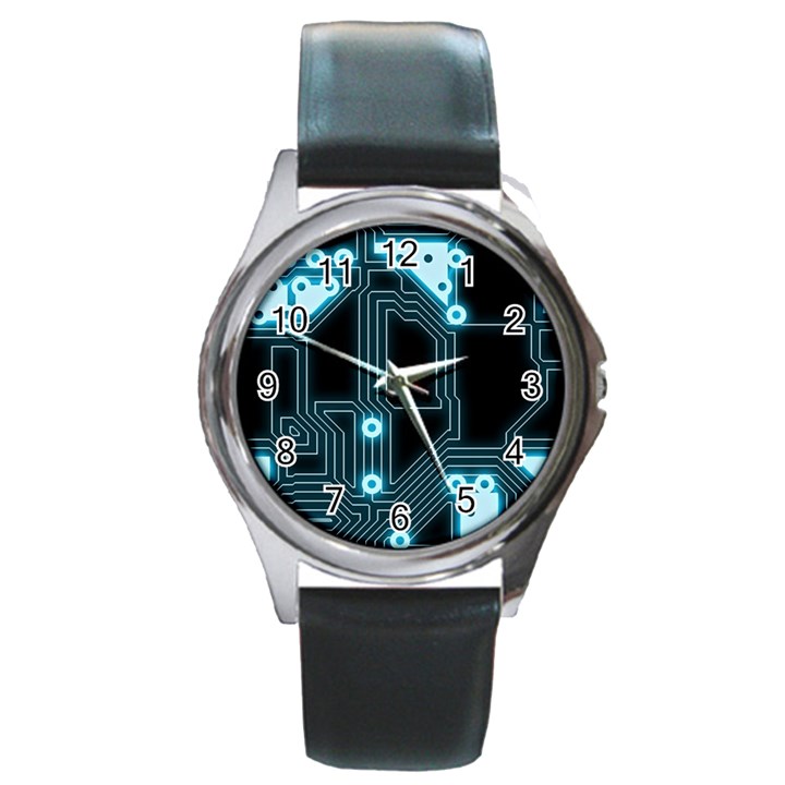 A Completely Seamless Background Design Circuitry Round Metal Watch