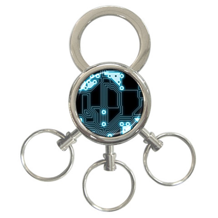 A Completely Seamless Background Design Circuitry 3-Ring Key Chain