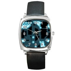 A Completely Seamless Background Design Circuitry Square Metal Watch by Amaryn4rt