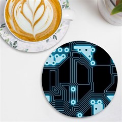 A Completely Seamless Background Design Circuitry Uv Print Round Tile Coaster by Amaryn4rt