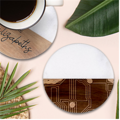 A Completely Seamless Background Design Circuitry Classic Marble Wood Coaster (round)  by Amaryn4rt