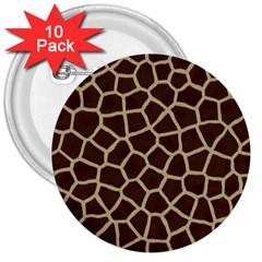 Giraffe Animal Print Skin Fur 3  Buttons (10 Pack)  by Amaryn4rt