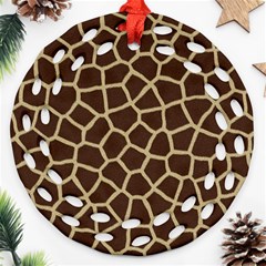 Giraffe Animal Print Skin Fur Round Filigree Ornament (two Sides)