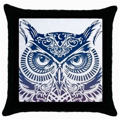 Owl Throw Pillow Case (black) by Amaryn4rt