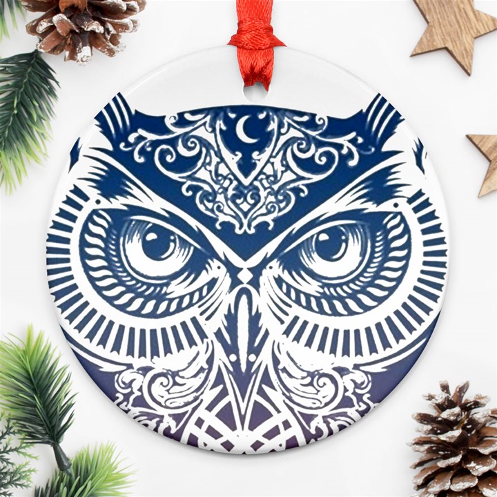 Owl Round Ornament (Two Sides)