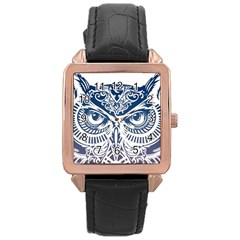 Owl Rose Gold Leather Watch  by Amaryn4rt