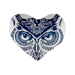 Owl Standard 16  Premium Flano Heart Shape Cushions by Amaryn4rt